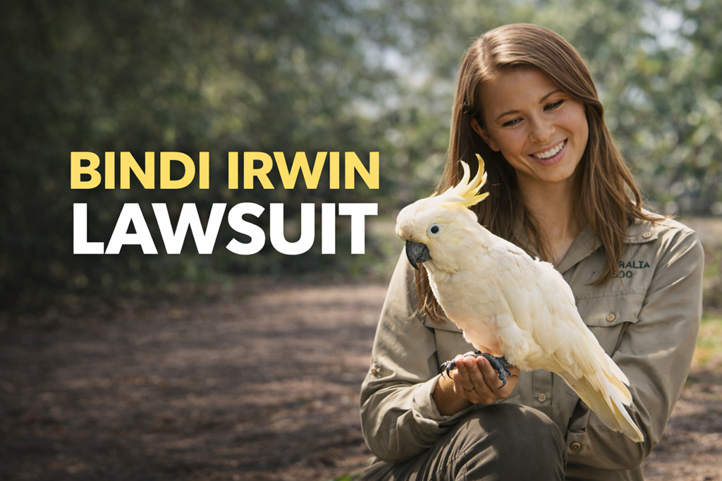 Bindi Irwin holding a cockatoo at Australia Zoo during discussion of the Bindi Irwin lawsuit and DWTS legal issue